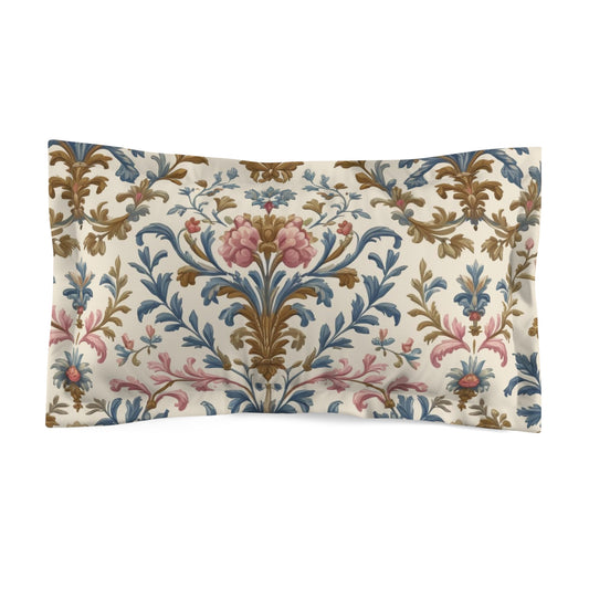 Elegant Floral Microfiber Pillow Sham, Luxury Bedspread, Gift for Home.