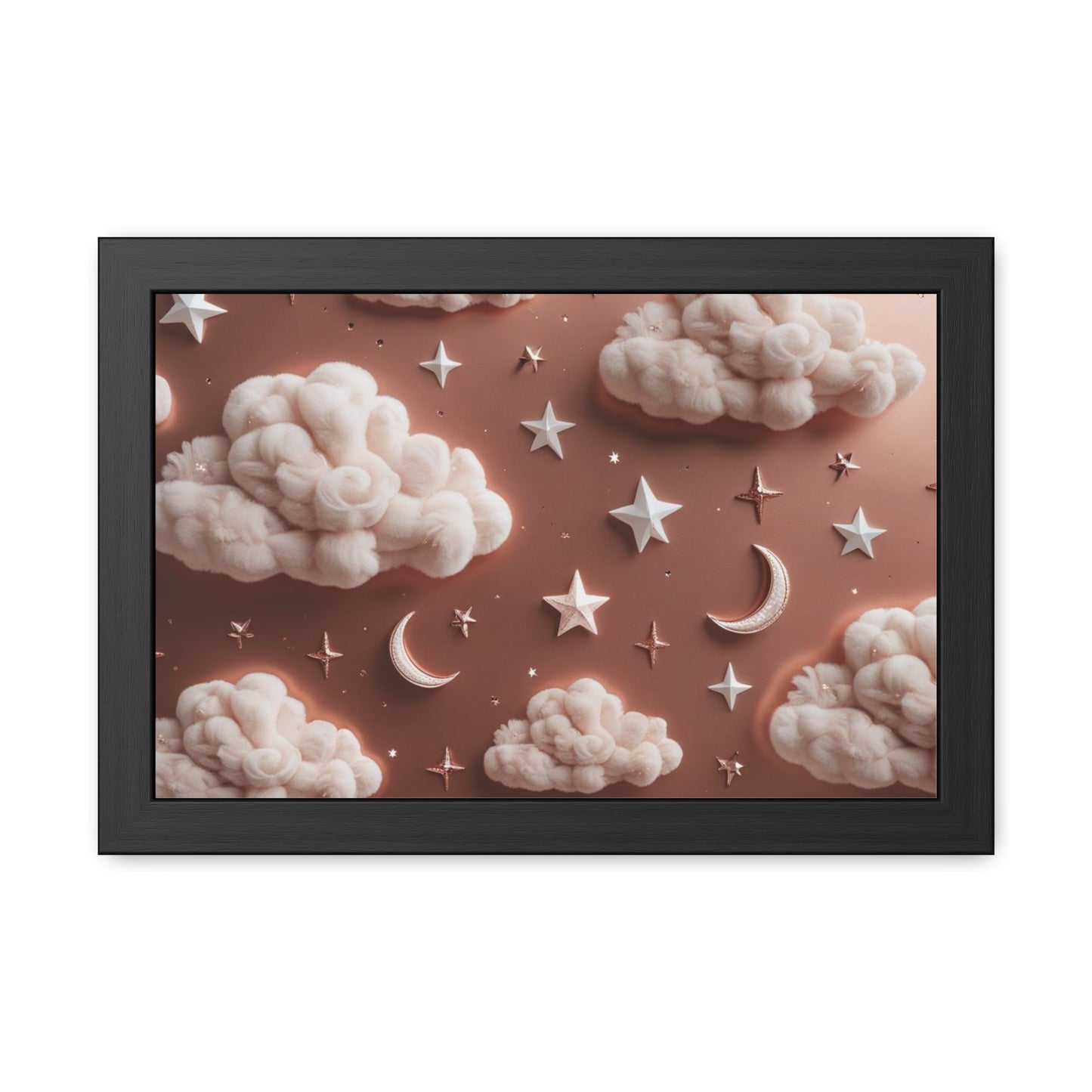 Framed Cloud and Star Poster, Nursery Wall Art, Gift for Baby Shower