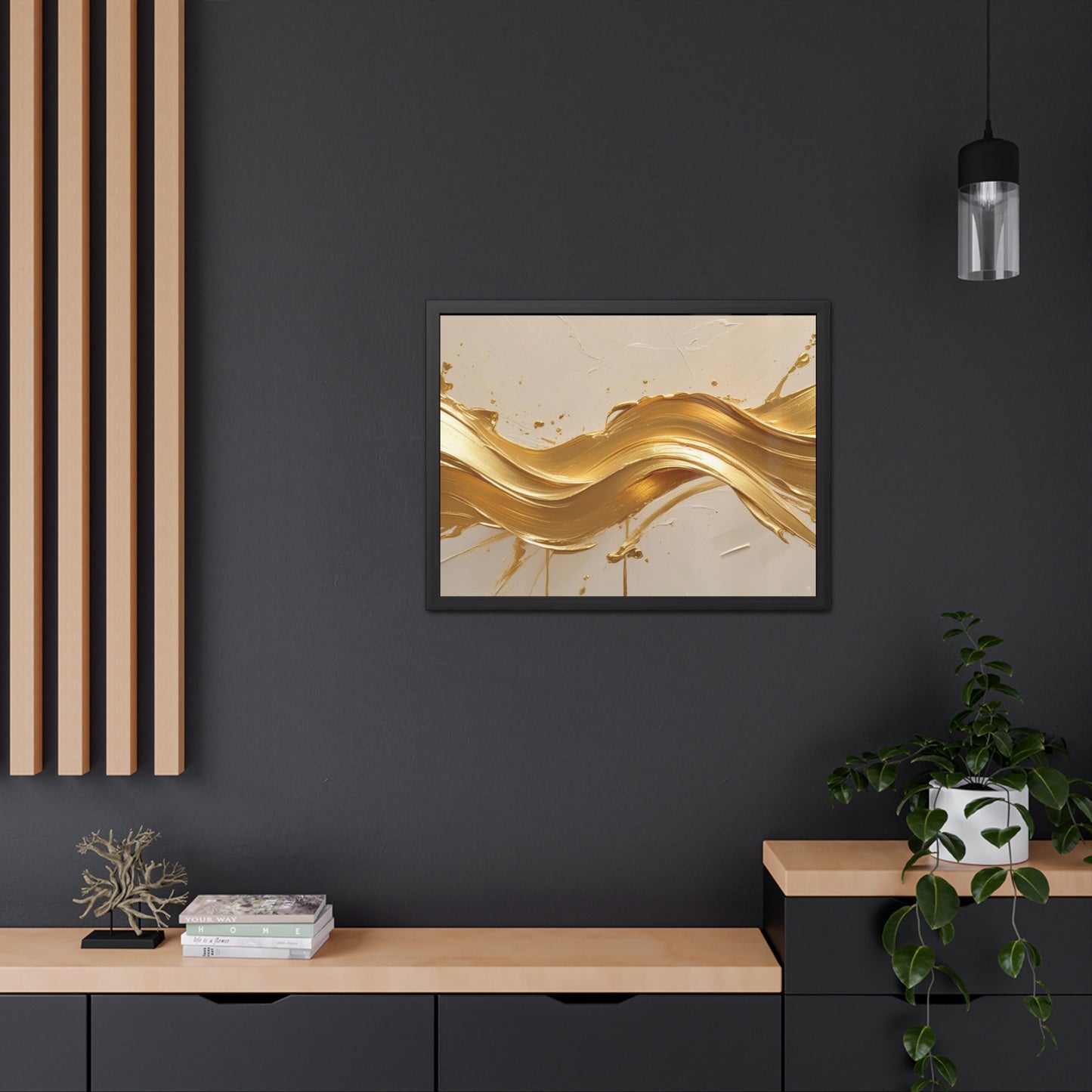 Elegant Gold Wave Framed Poster