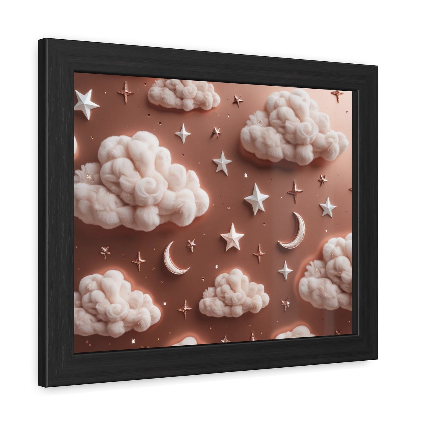 Framed Cloud and Star Poster, Nursery Wall Art, Gift for Baby Shower