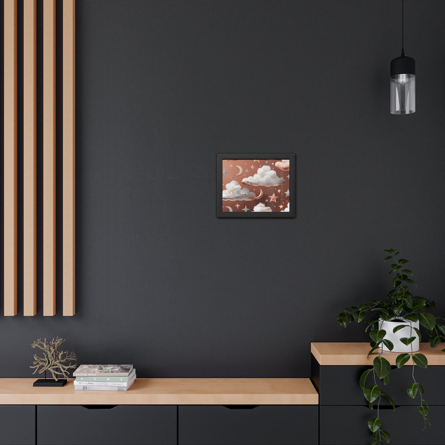 Cozy Celestial Framed Poster, Dreamy Nursery Artwor, Gift for Astronomers