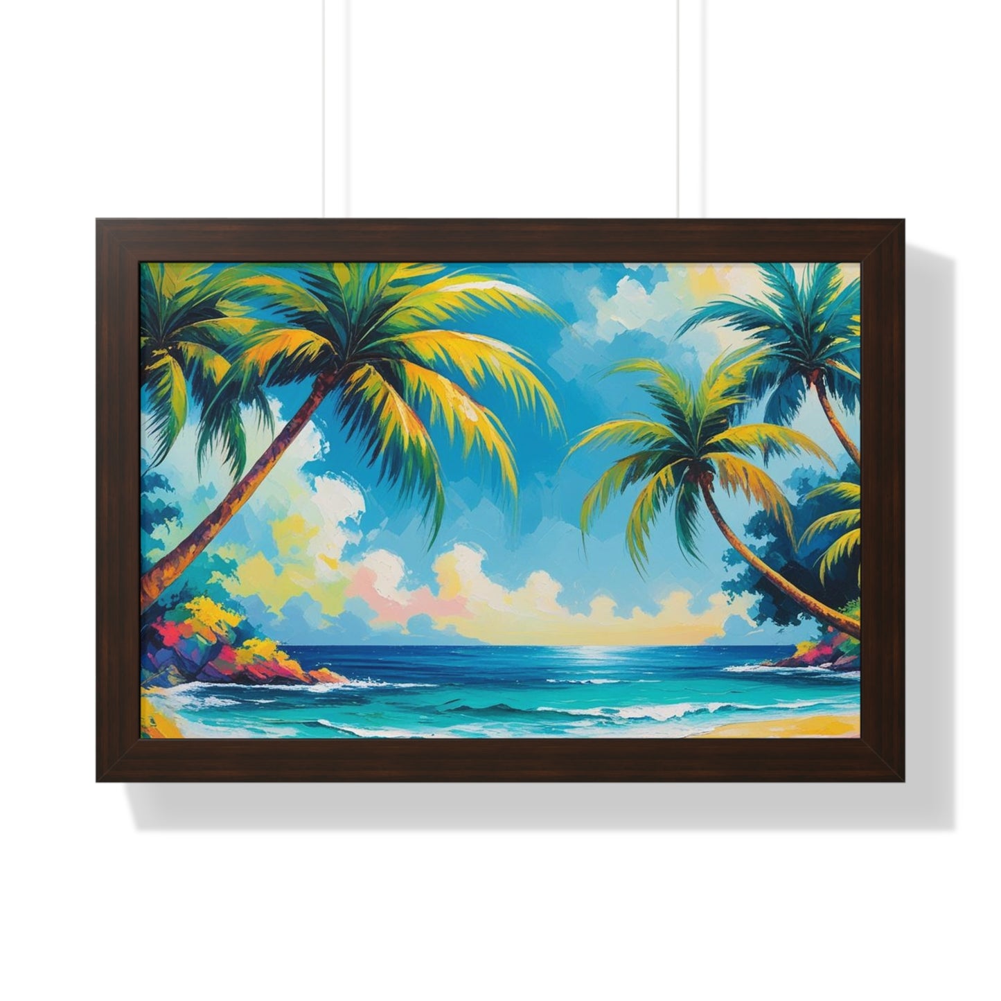 Tropical Framed Poster, Colorful Beach Art