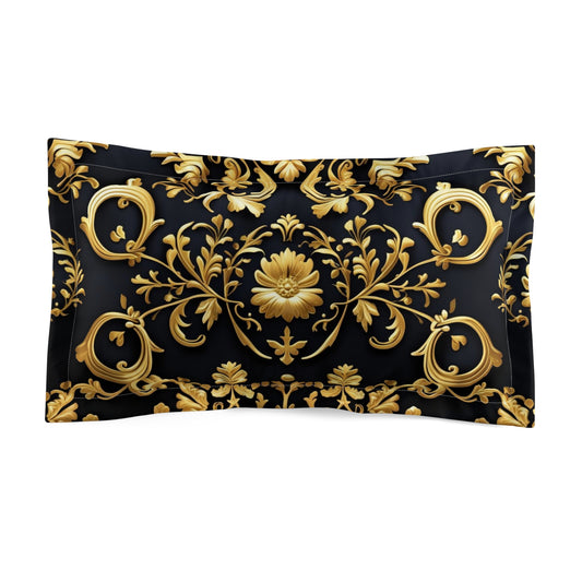 Luxurious Floral Microfiber Pillow Sham, Elegant Bed Decor.
