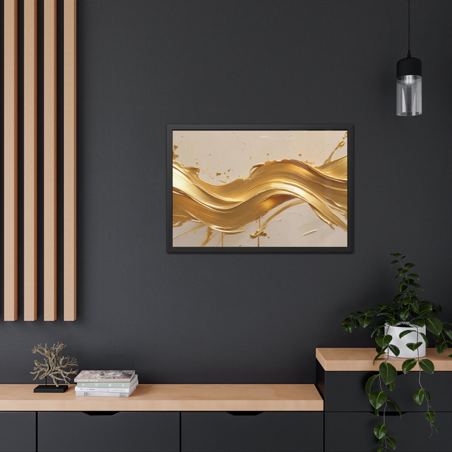Elegant Gold Wave Framed Poster
