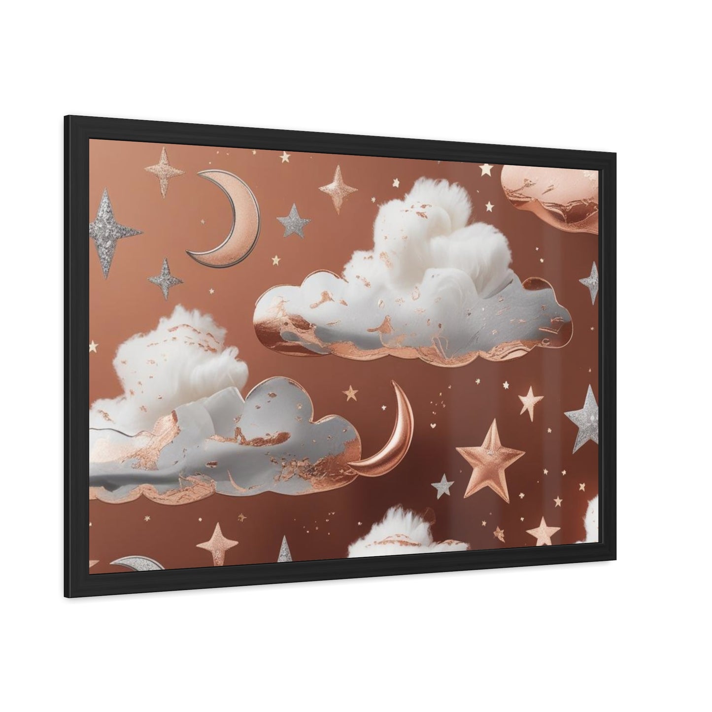 Cozy Celestial Framed Poster, Dreamy Nursery Artwor, Gift for Astronomers