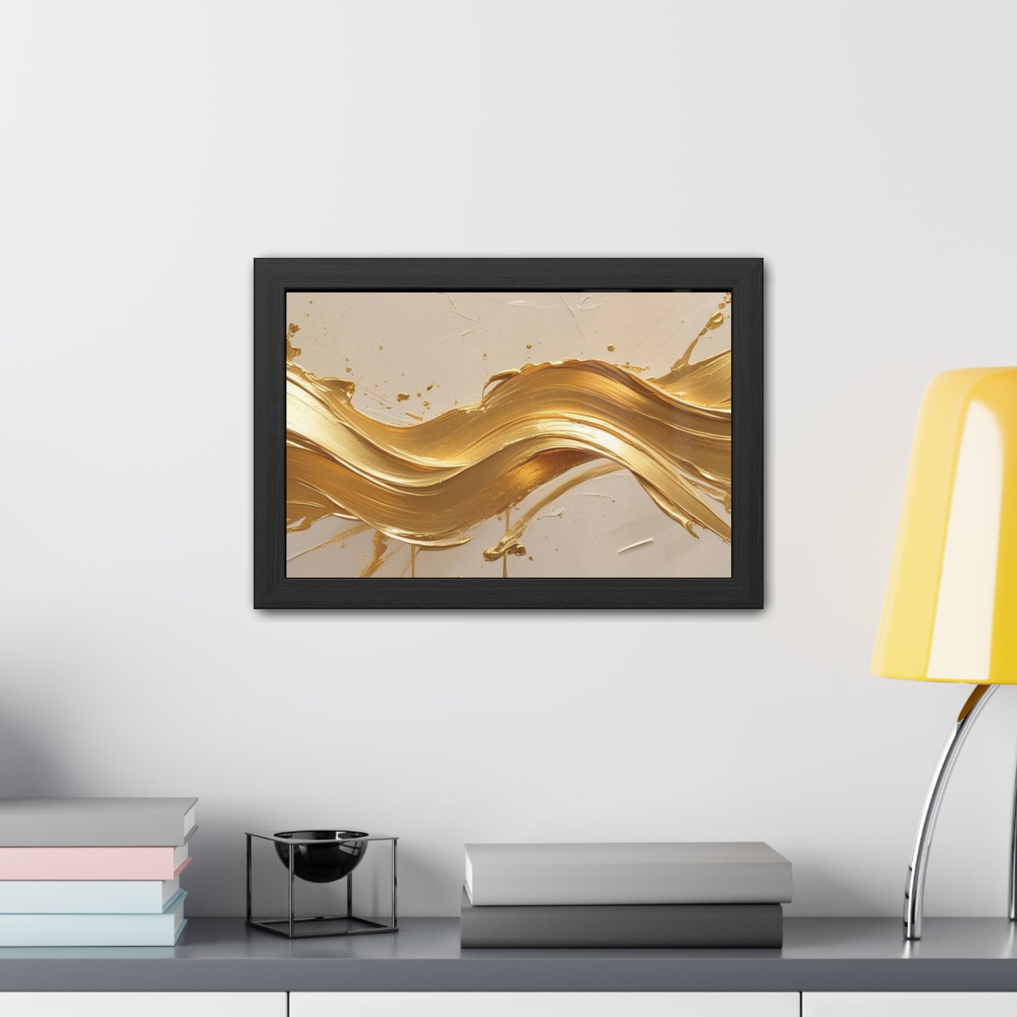Elegant Gold Wave Framed Poster