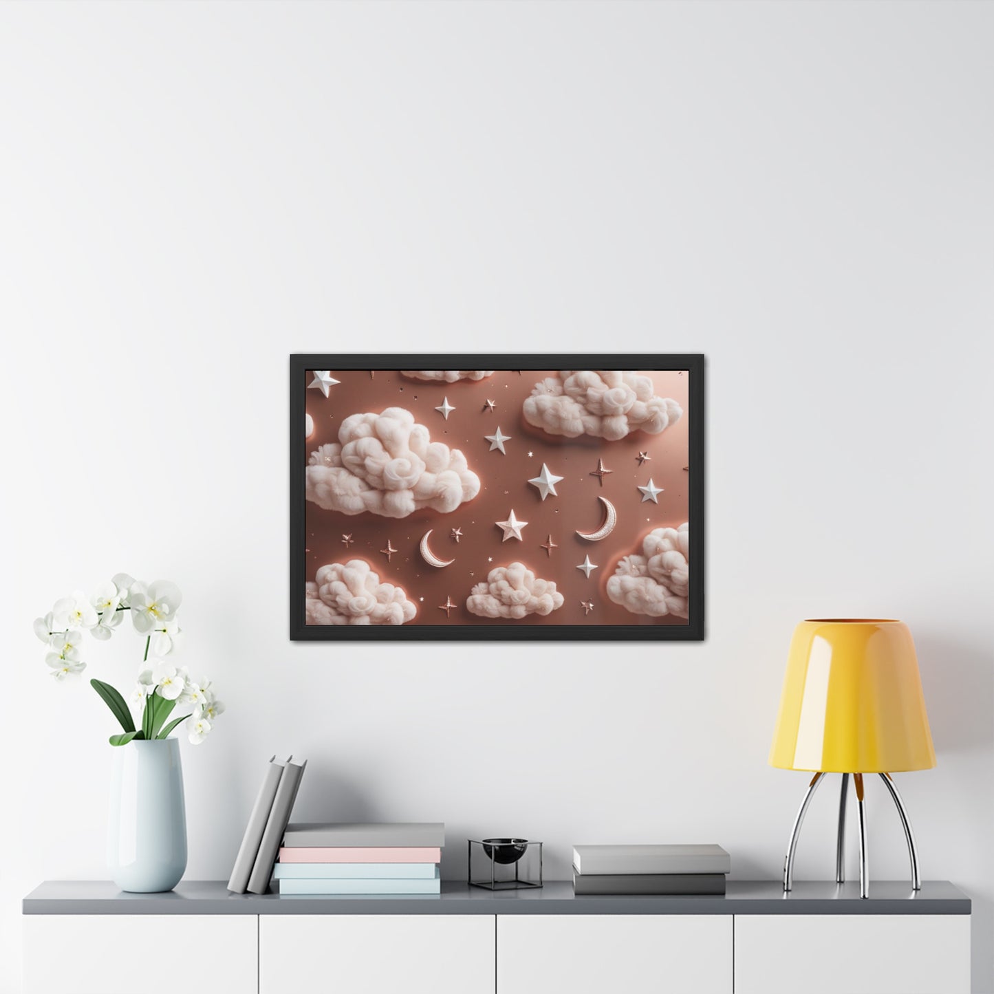 Framed Cloud and Star Poster, Nursery Wall Art, Gift for Baby Shower