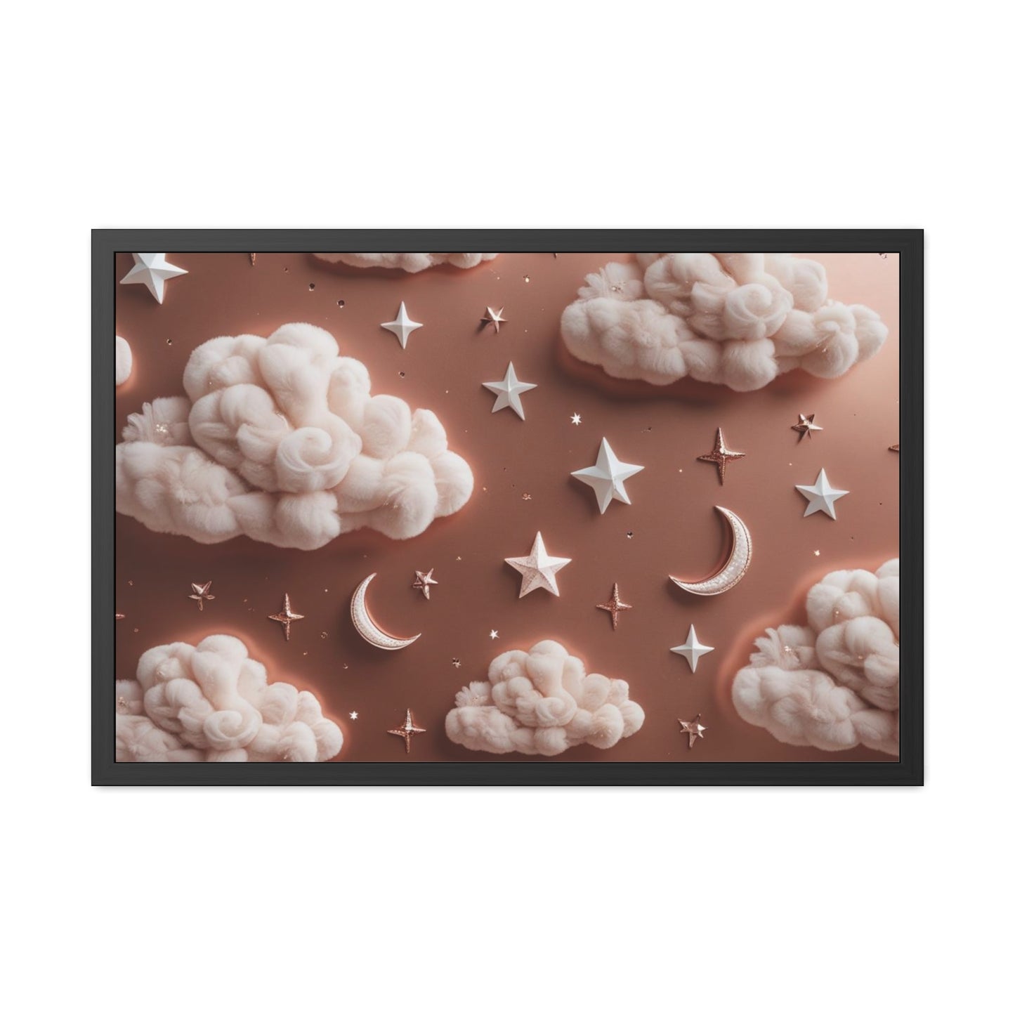 Framed Cloud and Star Poster, Nursery Wall Art, Gift for Baby Shower