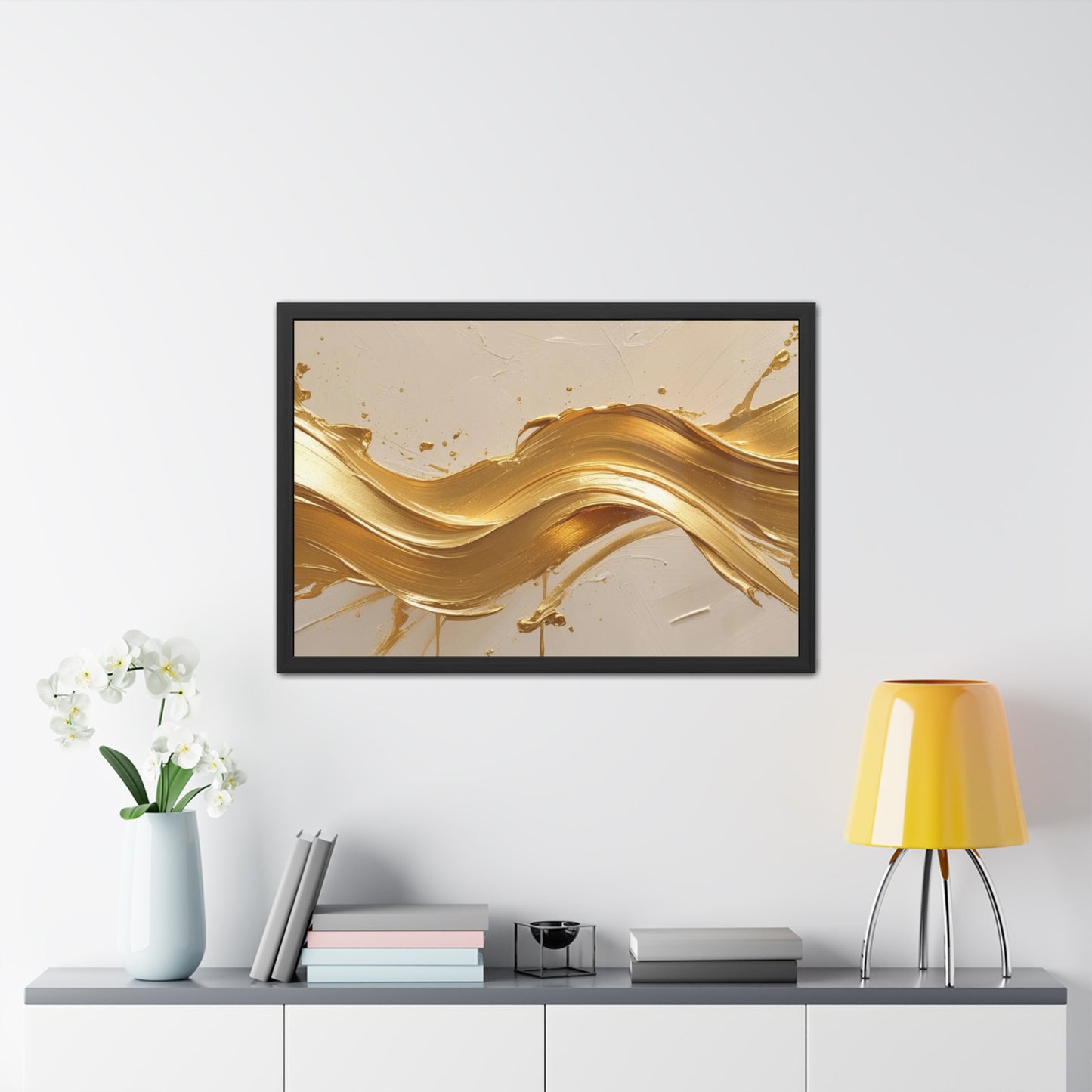 Elegant Gold Wave Framed Poster