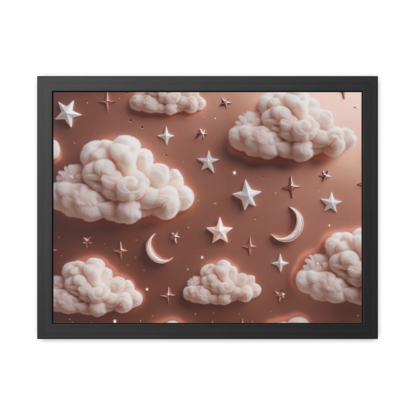 Framed Cloud and Star Poster, Nursery Wall Art, Gift for Baby Shower
