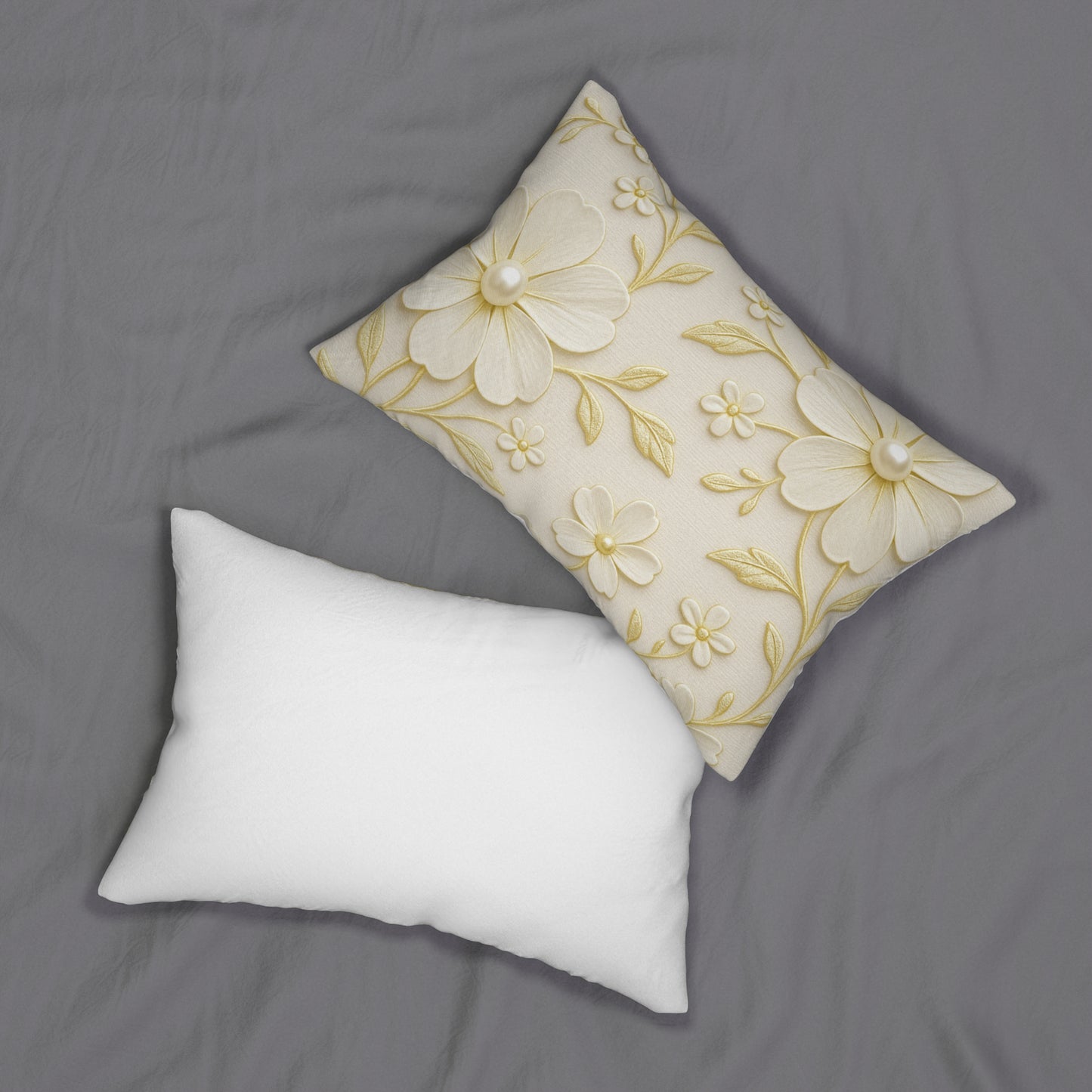 Soft Floral Lumbar Pillow with Elegant Design