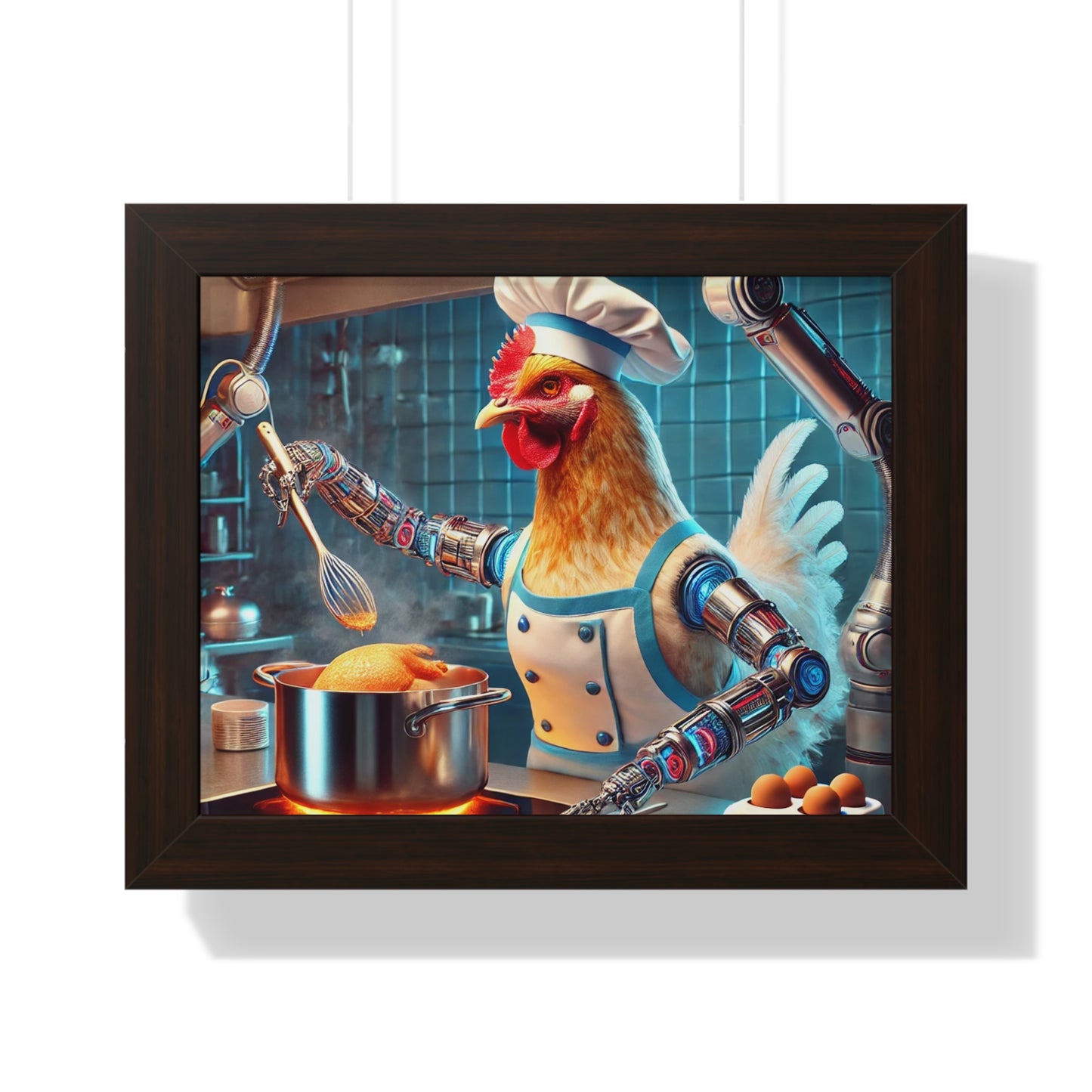 Whimsical Chicken Chef Poster, Culinary Decor
