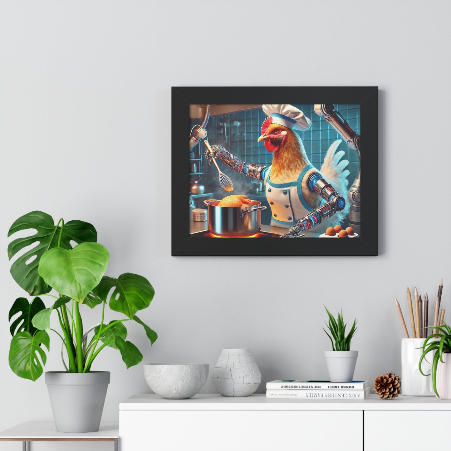 Whimsical Chicken Chef Poster, Culinary Decor
