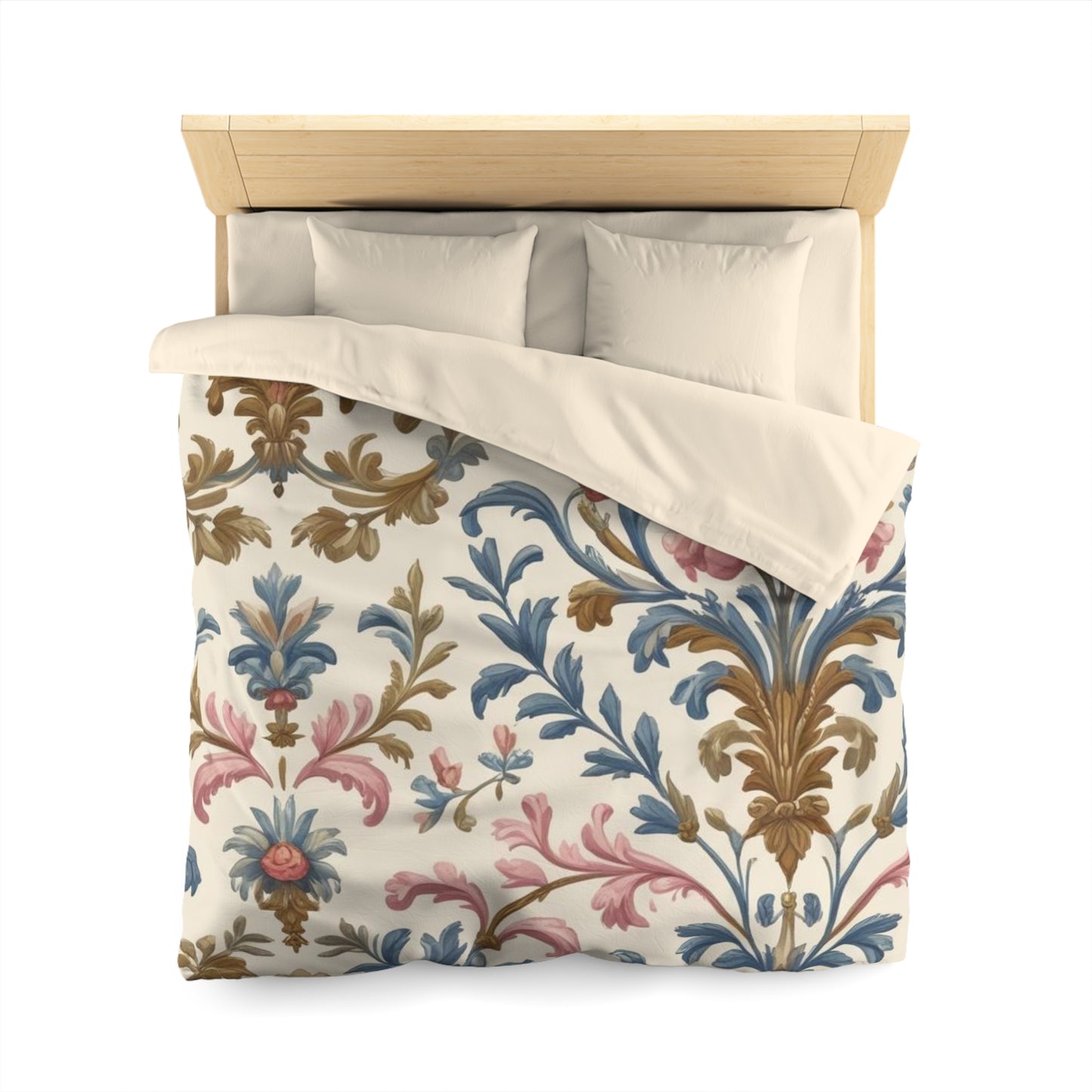 Elegant Floral Microfiber Duvet Cover,  Luxurious Bedspread