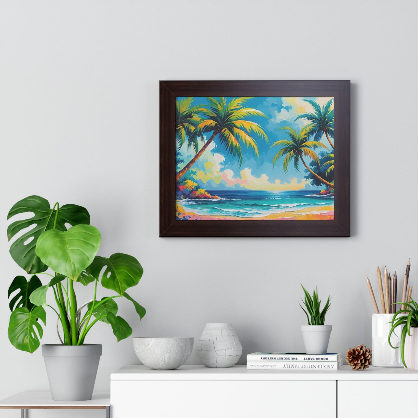 Tropical Framed Poster, Colorful Beach Art