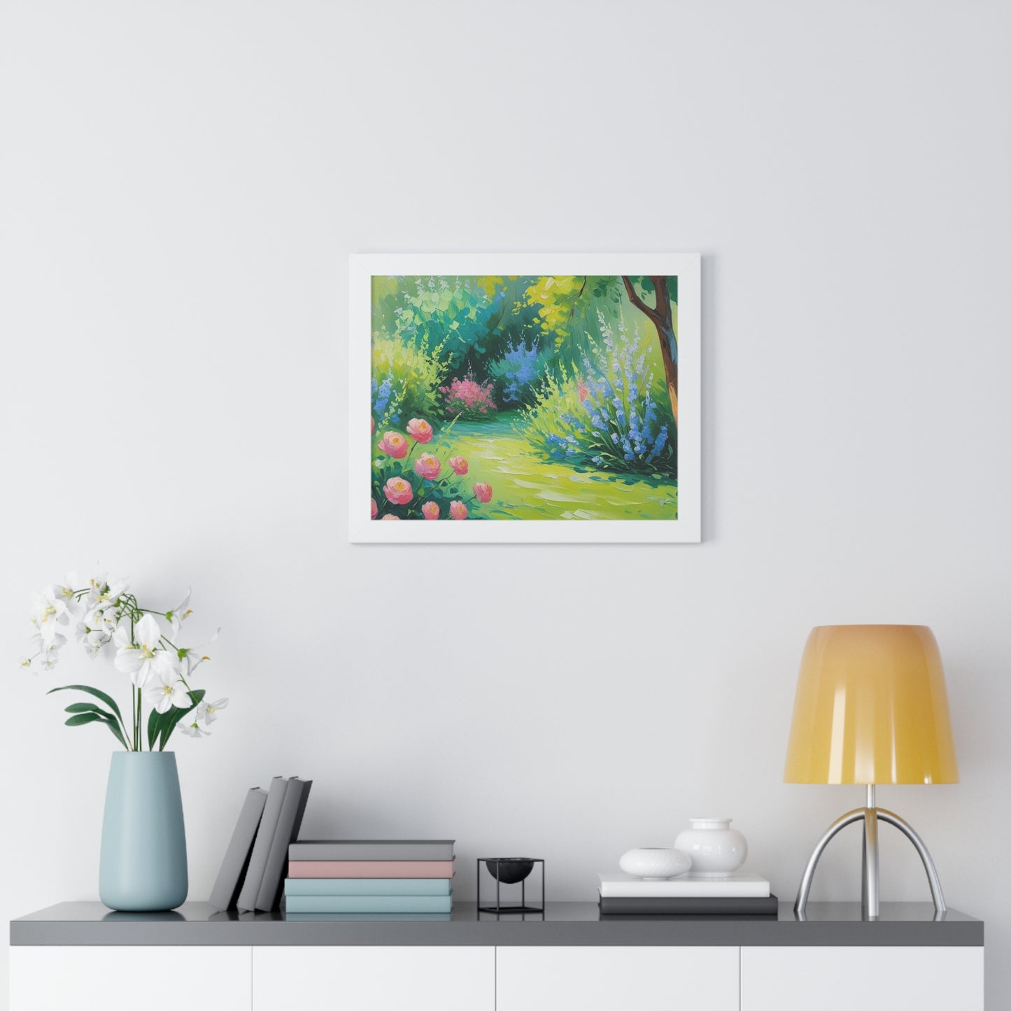 Framed Floral Landscape Art Print
