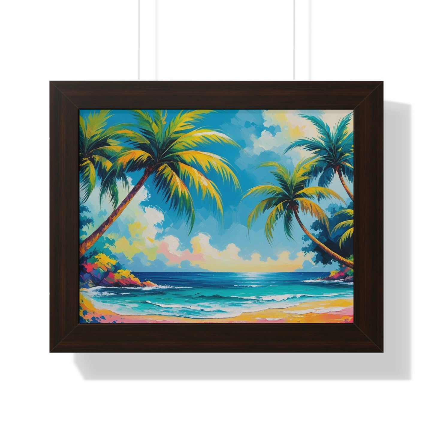 Tropical Framed Poster, Colorful Beach Art