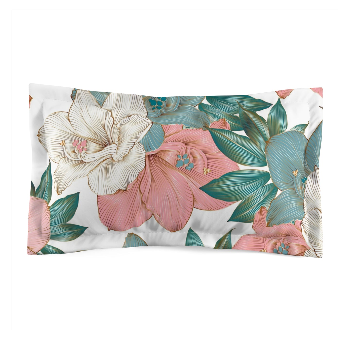 Floral Microfiber Pillow Sham, Soft Pillow Case, Bedroom Decor, Flower Pattern Pillowcase, Gift for Home, Bedding Accent