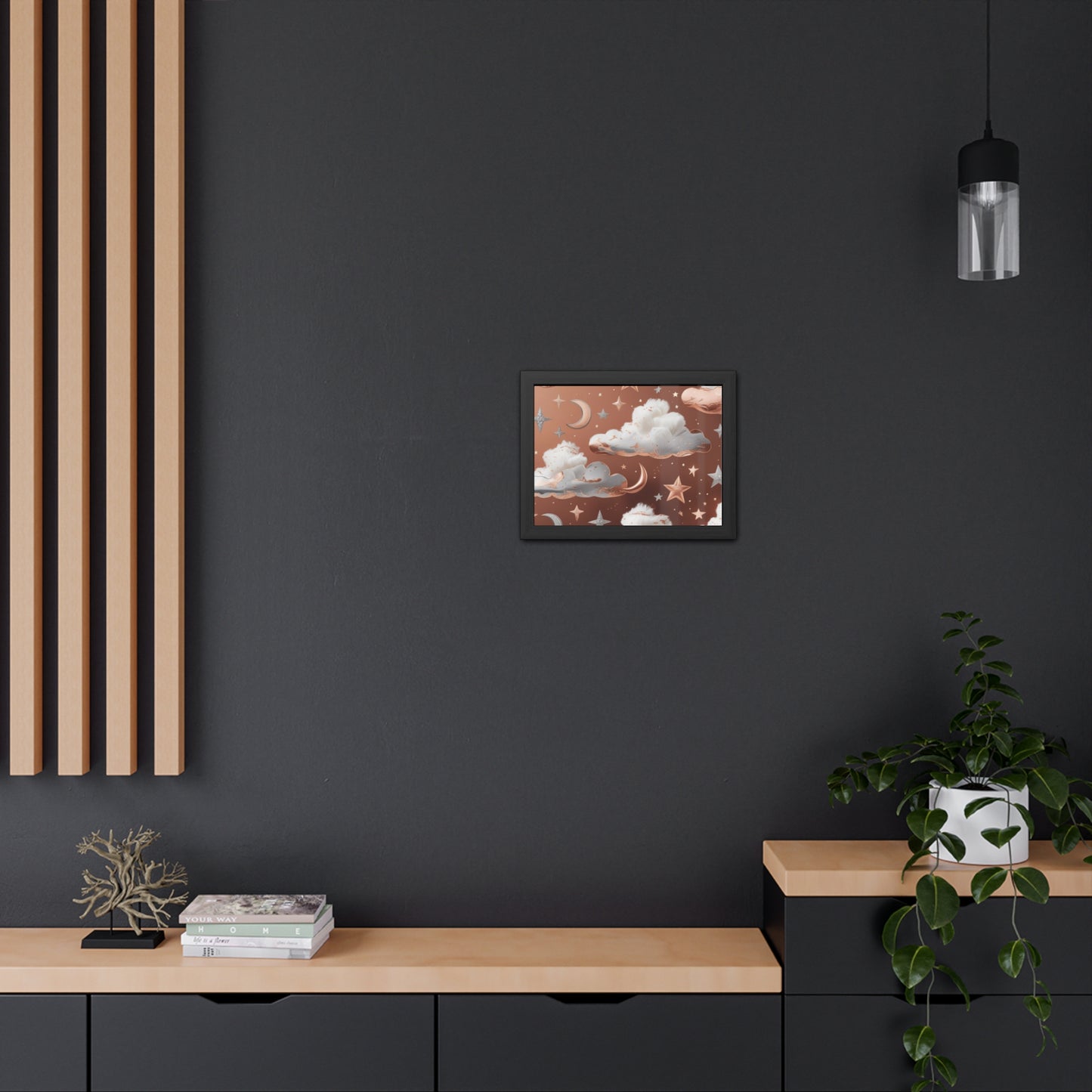 Cozy Celestial Framed Poster, Dreamy Nursery Artwor, Gift for Astronomers