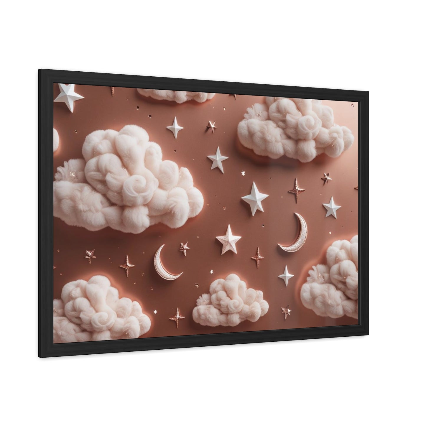 Framed Cloud and Star Poster, Nursery Wall Art, Gift for Baby Shower