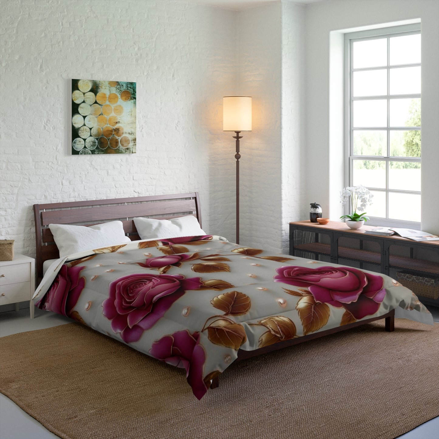 Rose Floral Comforter - Cozy Bedding for Romantic Decor