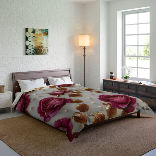 Rose Floral Comforter - Cozy Bedding for Romantic Decor