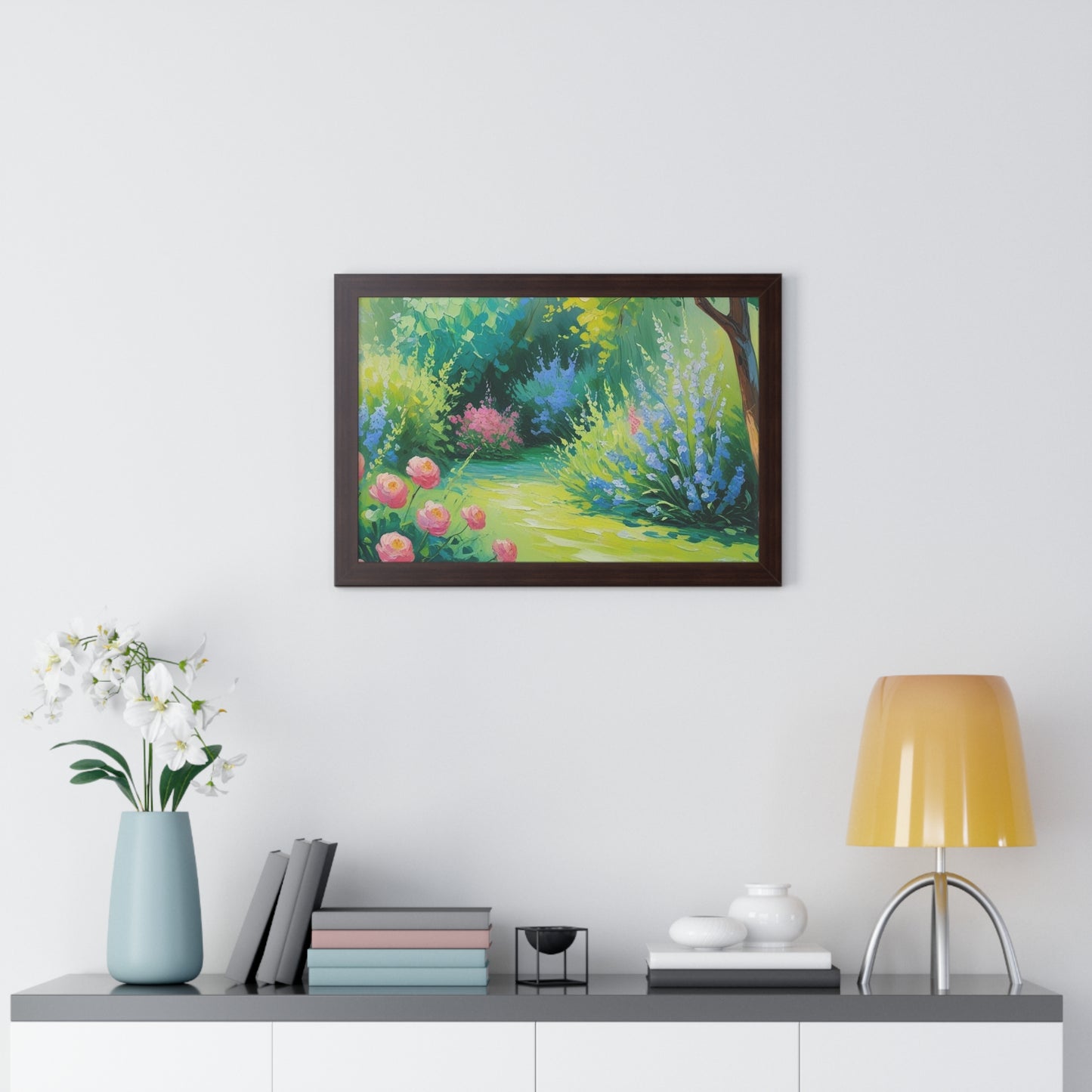 Framed Floral Landscape Art Print