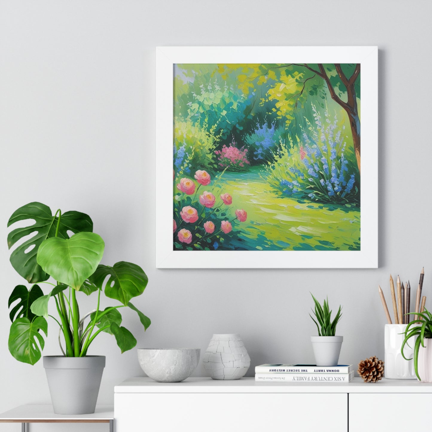 Framed Floral Landscape Art Print