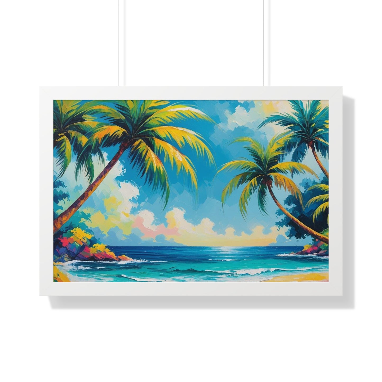 Tropical Framed Poster, Colorful Beach Art