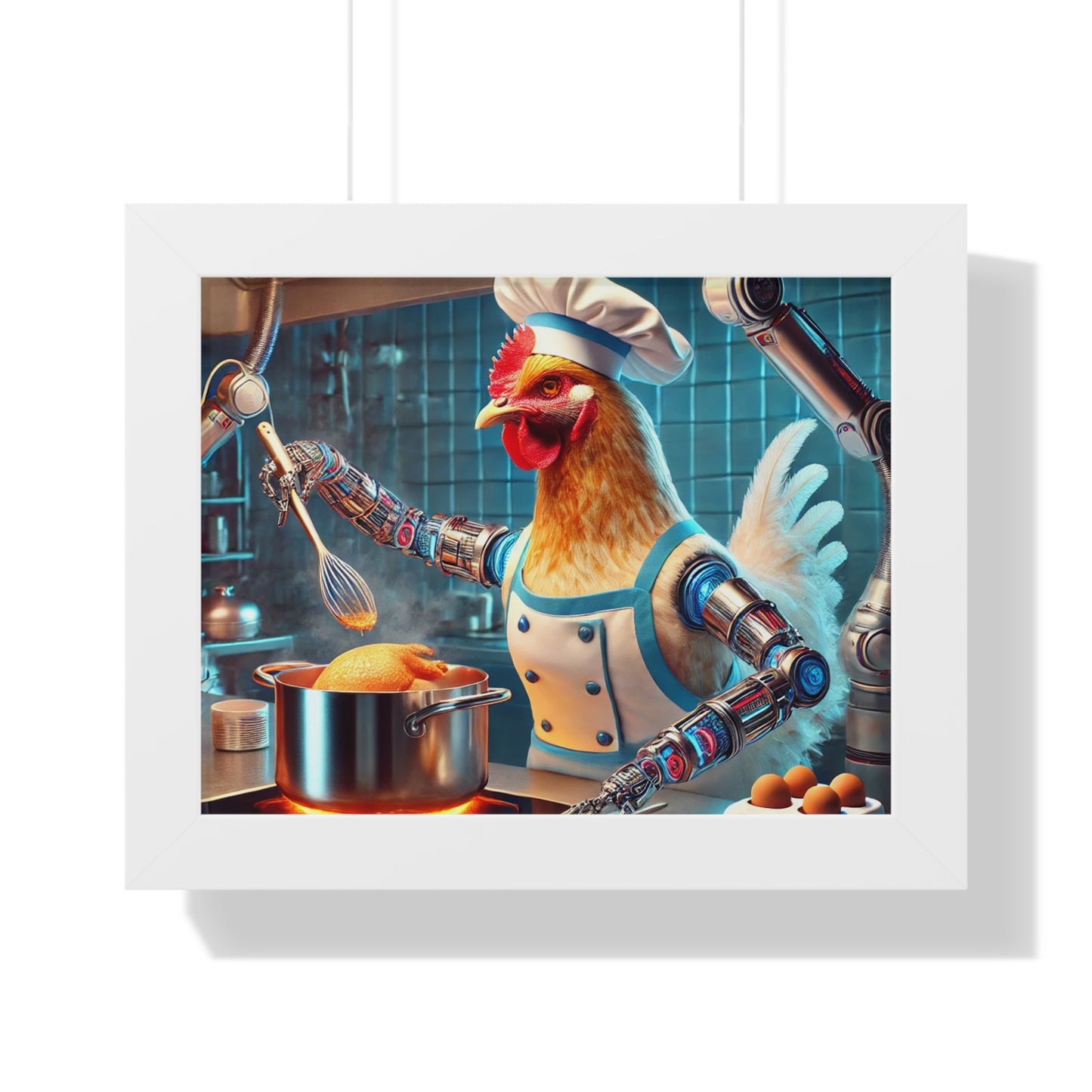Whimsical Chicken Chef Poster, Culinary Decor