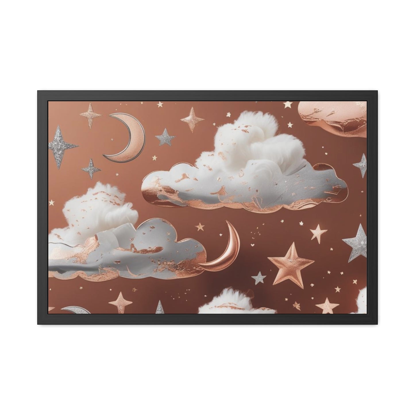 Cozy Celestial Framed Poster, Dreamy Nursery Artwor, Gift for Astronomers