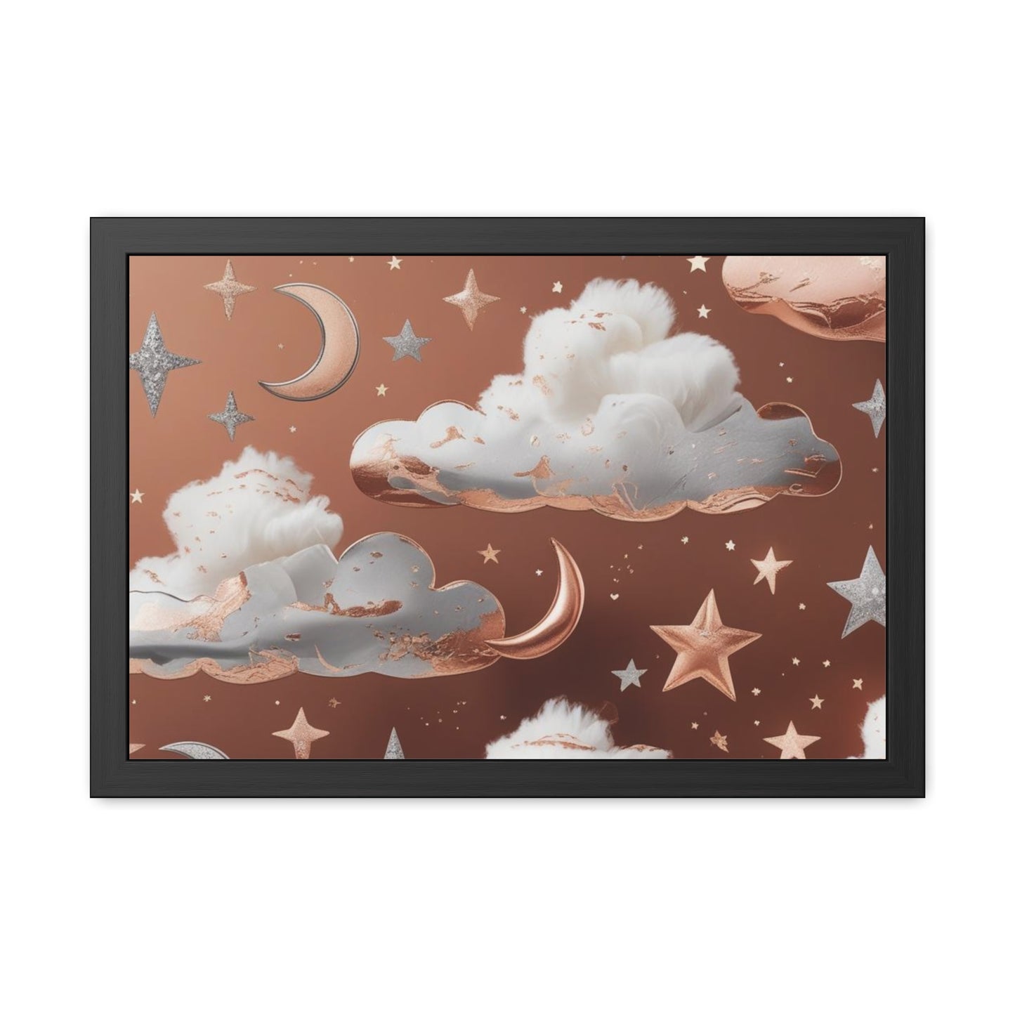Cozy Celestial Framed Poster, Dreamy Nursery Artwor, Gift for Astronomers