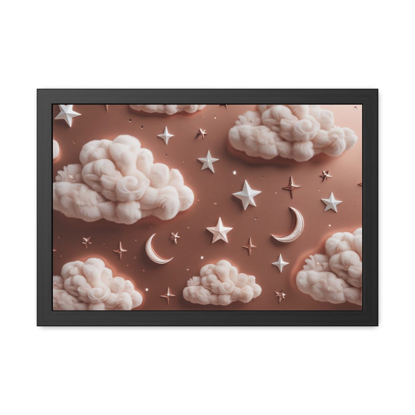 Framed Cloud and Star Poster, Nursery Wall Art, Gift for Baby Shower