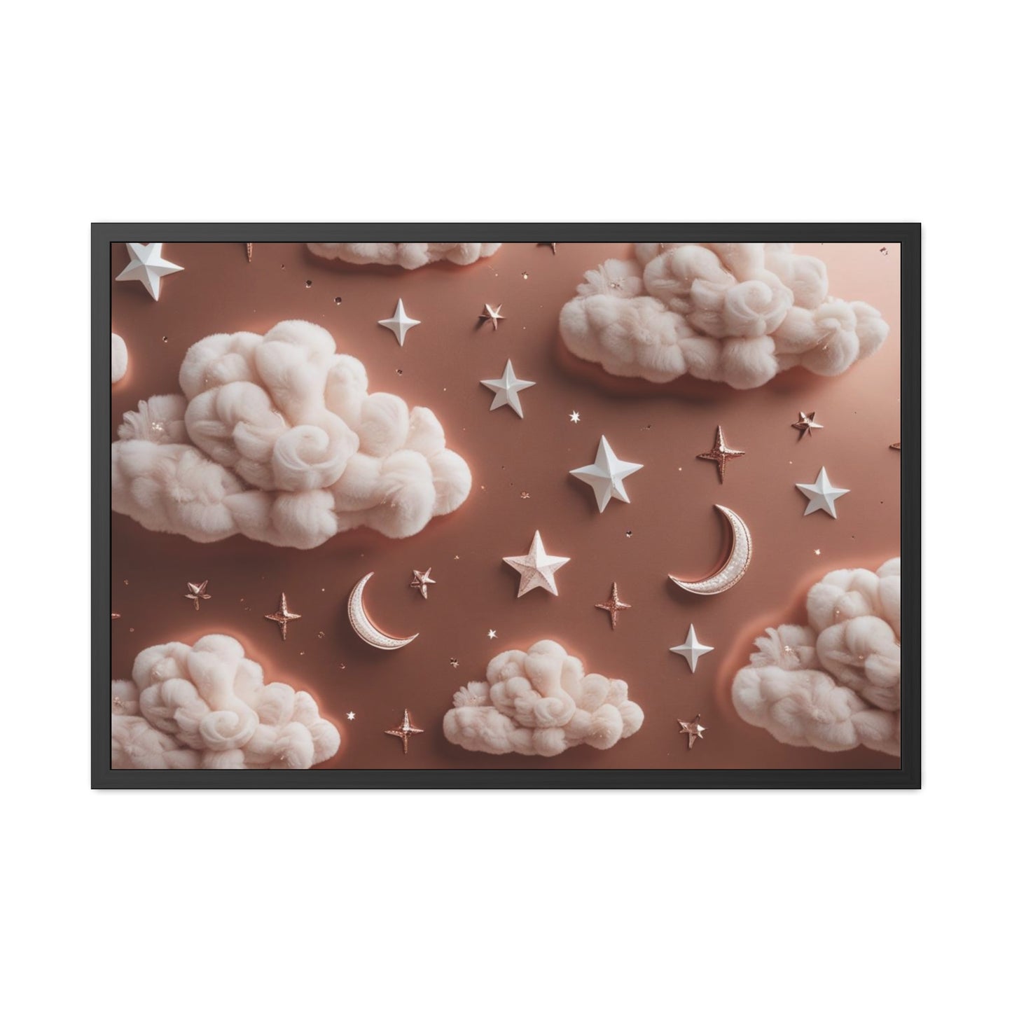 Framed Cloud and Star Poster, Nursery Wall Art, Gift for Baby Shower