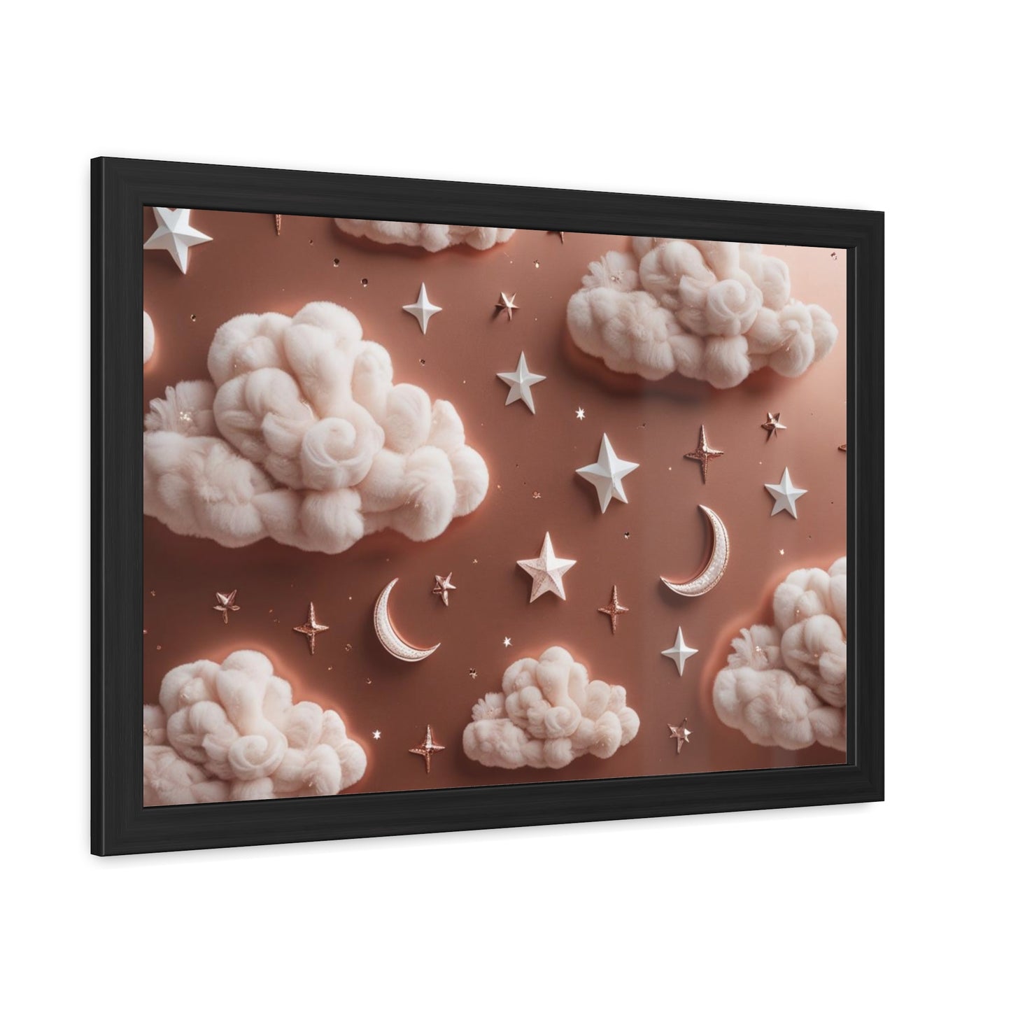 Framed Cloud and Star Poster, Nursery Wall Art, Gift for Baby Shower