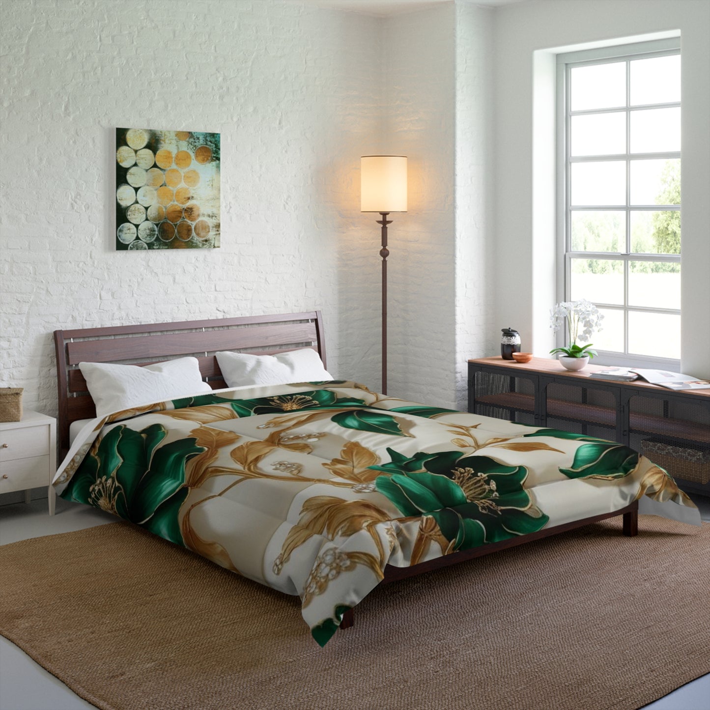 Elegant Floral Comforter for Cozy Bedrooms, Luxury Gift