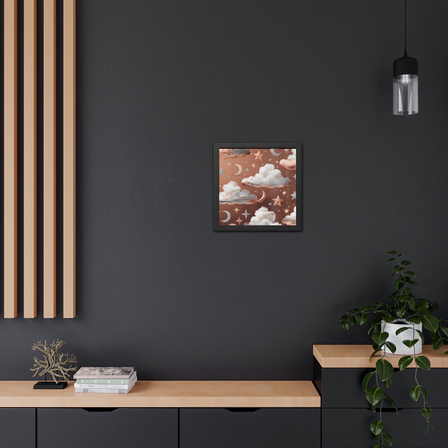 Cozy Celestial Framed Poster, Dreamy Nursery Artwor, Gift for Astronomers