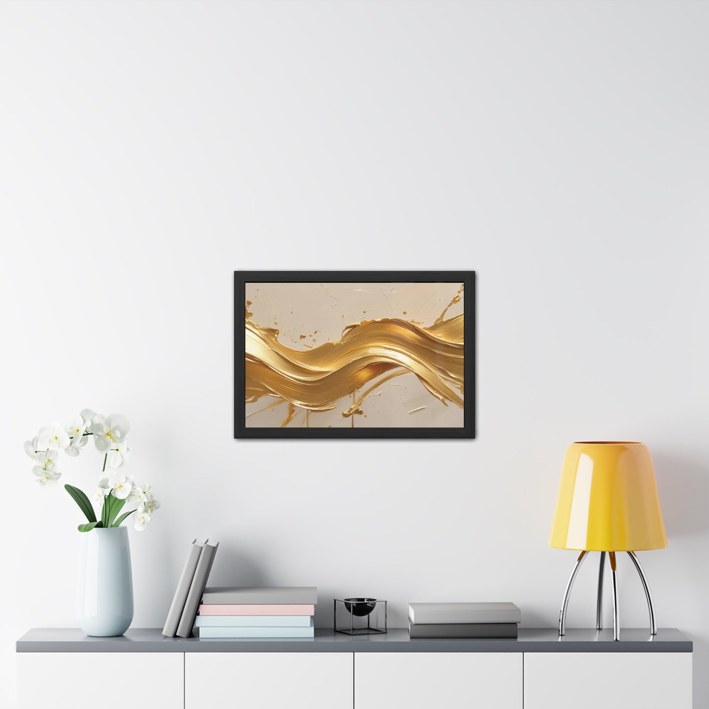 Elegant Gold Wave Framed Poster
