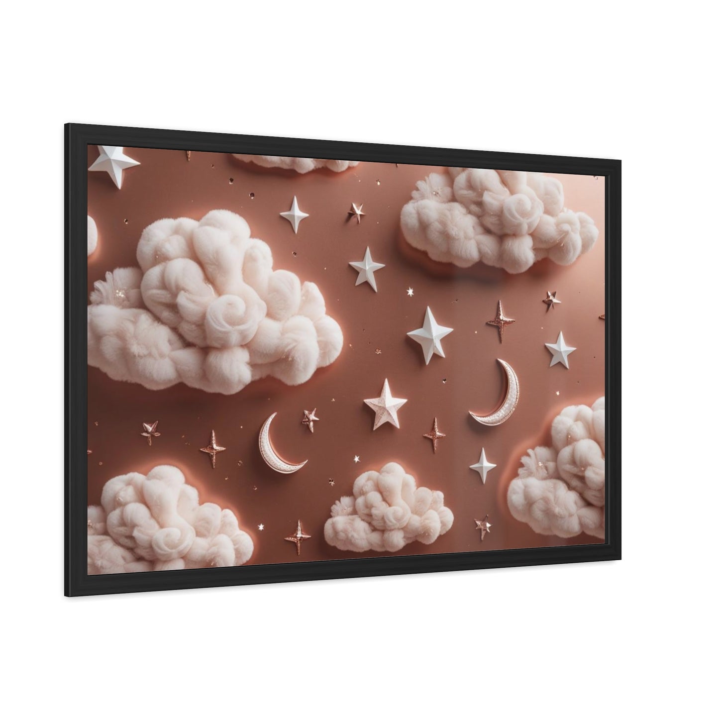 Framed Cloud and Star Poster, Nursery Wall Art, Gift for Baby Shower