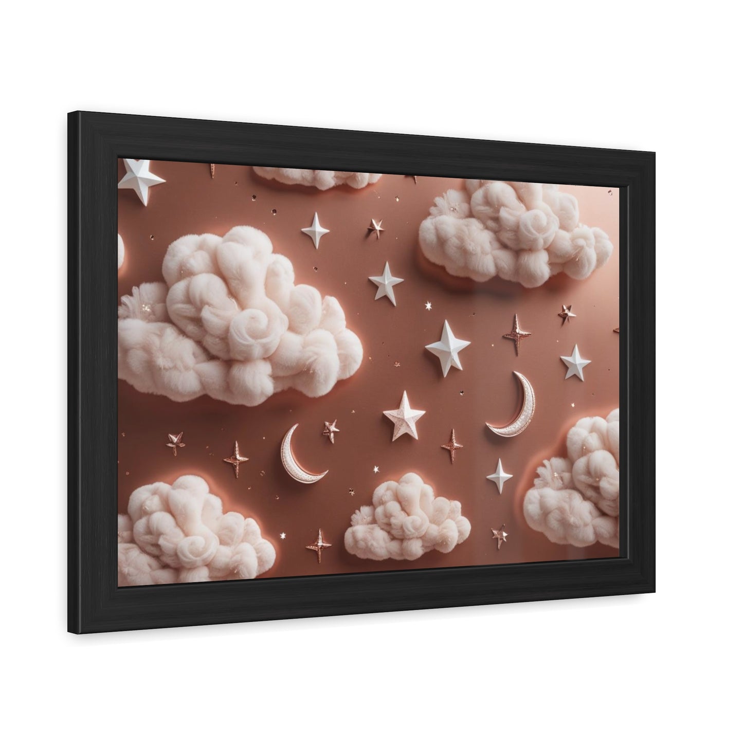Framed Cloud and Star Poster, Nursery Wall Art, Gift for Baby Shower
