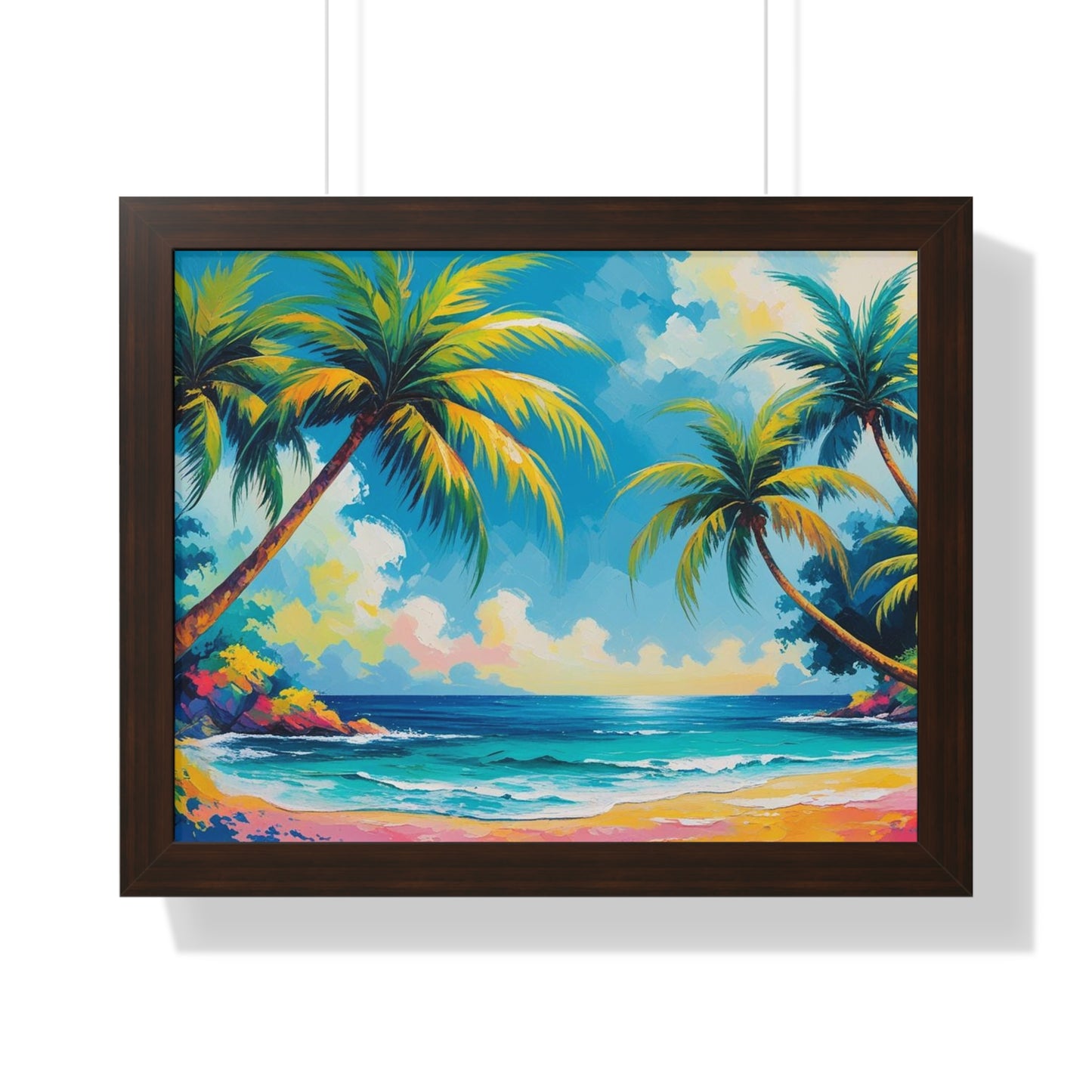 Tropical Framed Poster, Colorful Beach Art