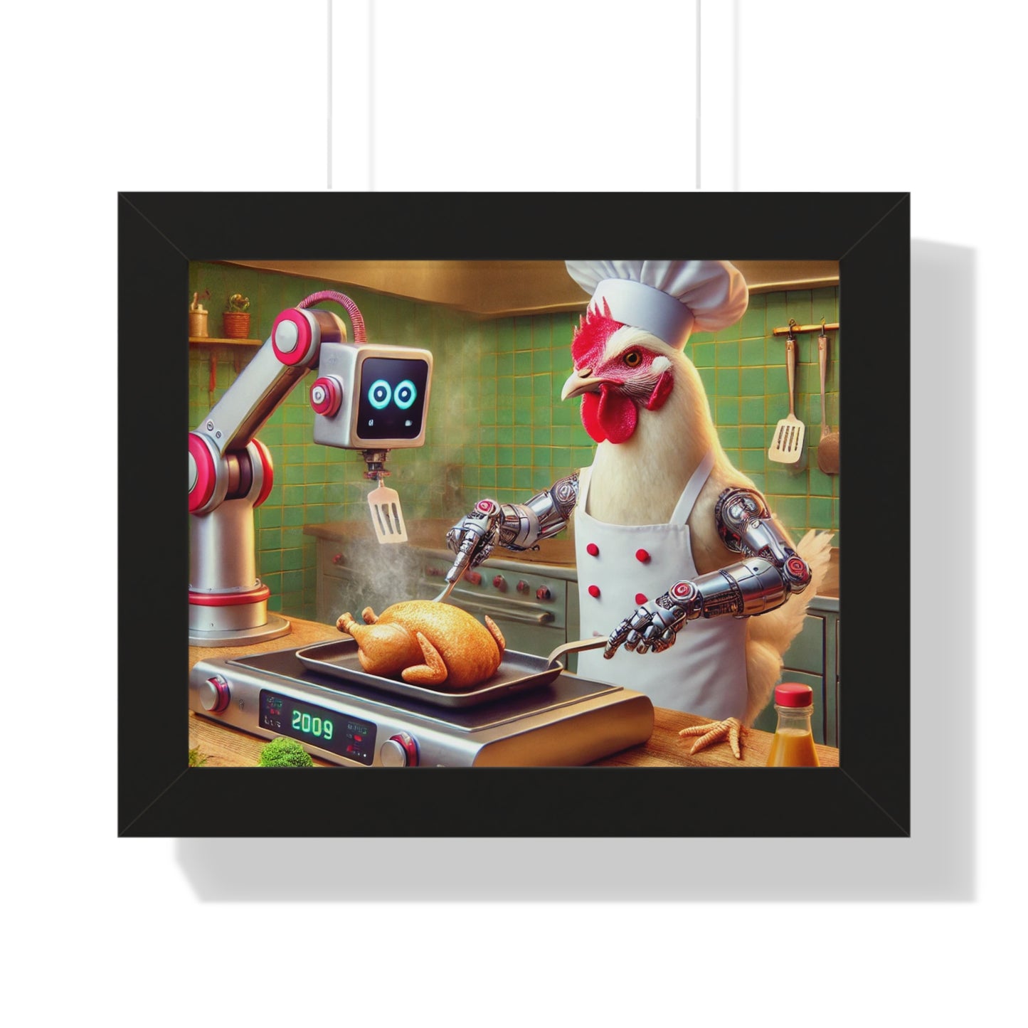 Funny Chicken Chef Framed Horizontal Poster