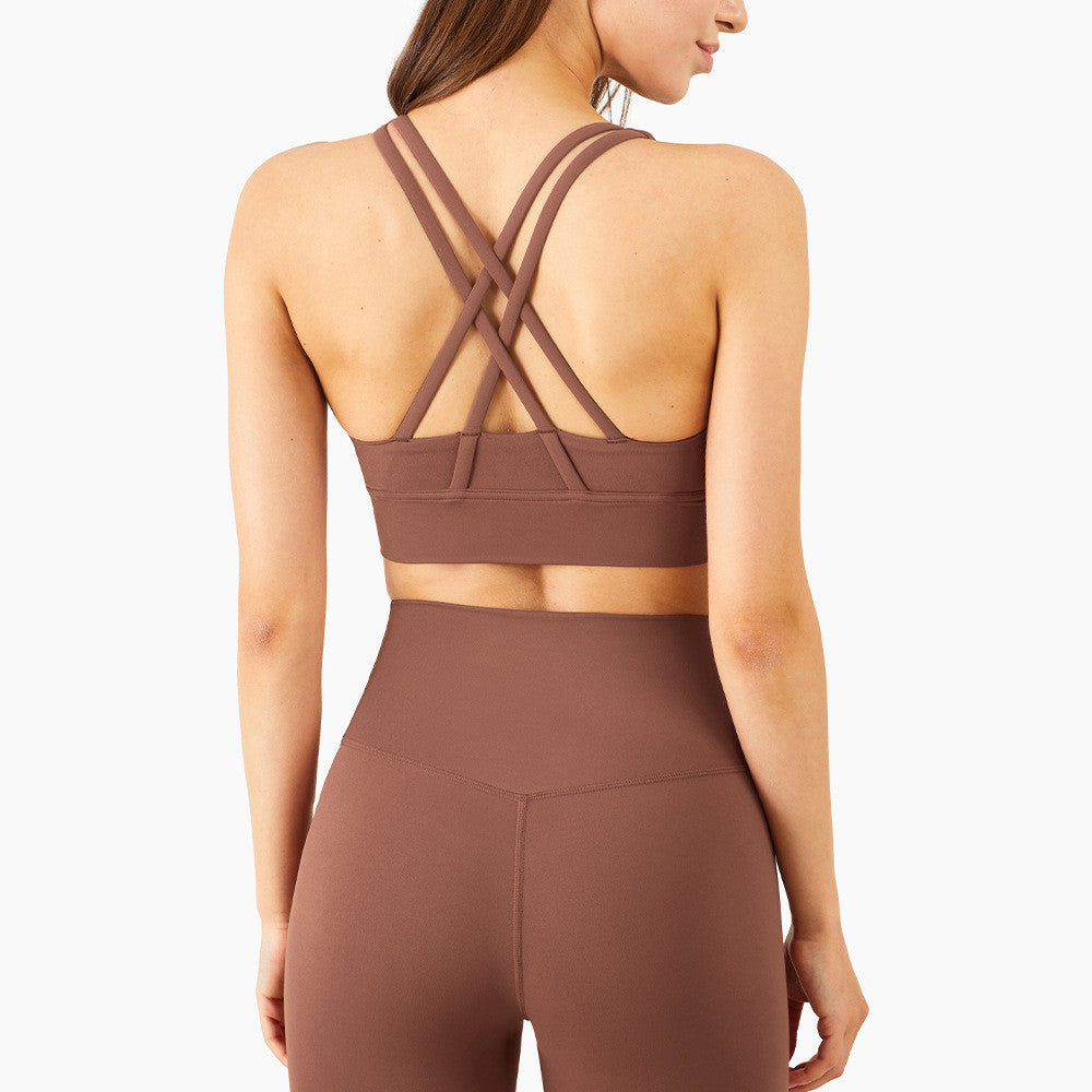 Quick-drying cross strap sports fitness suit