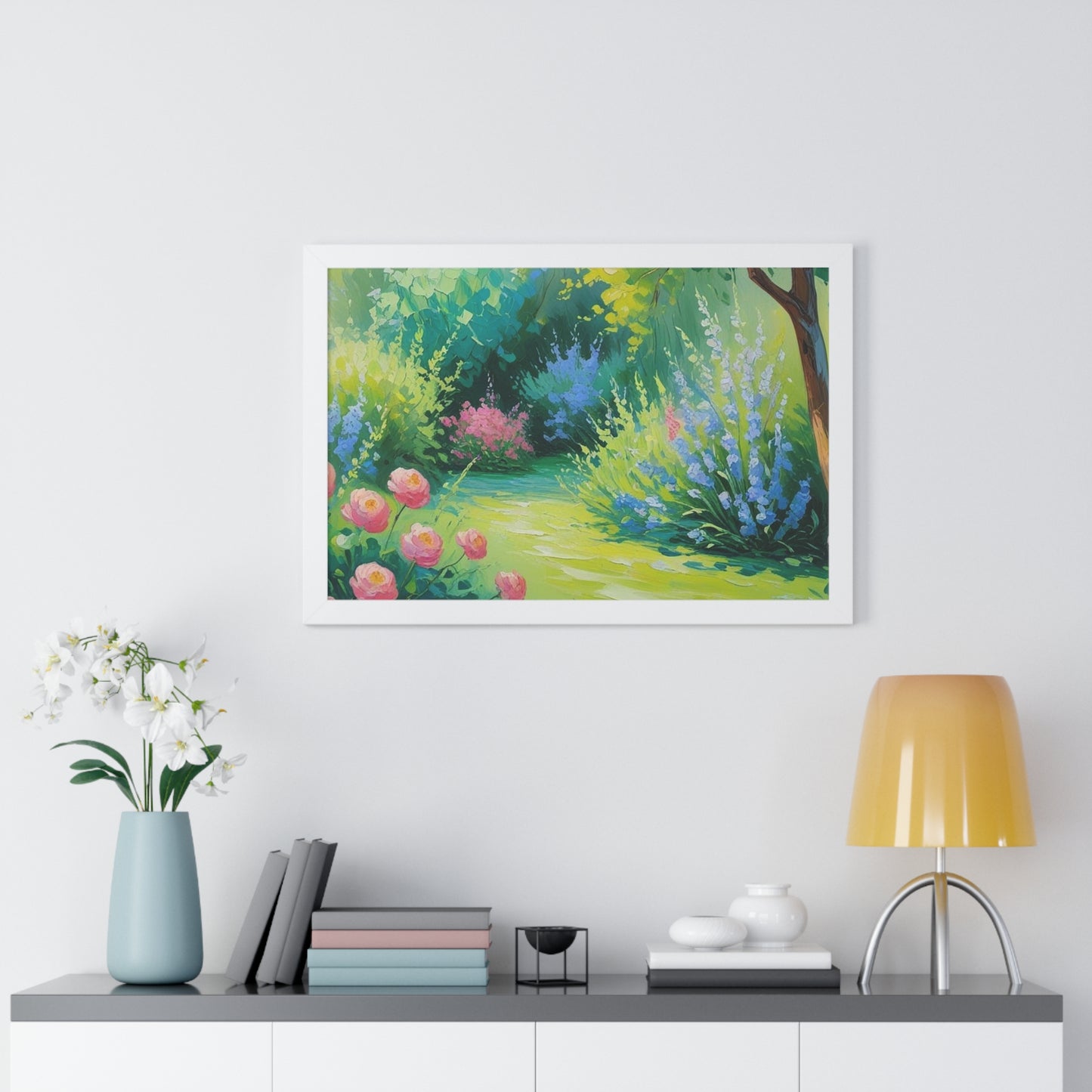 Framed Floral Landscape Art Print