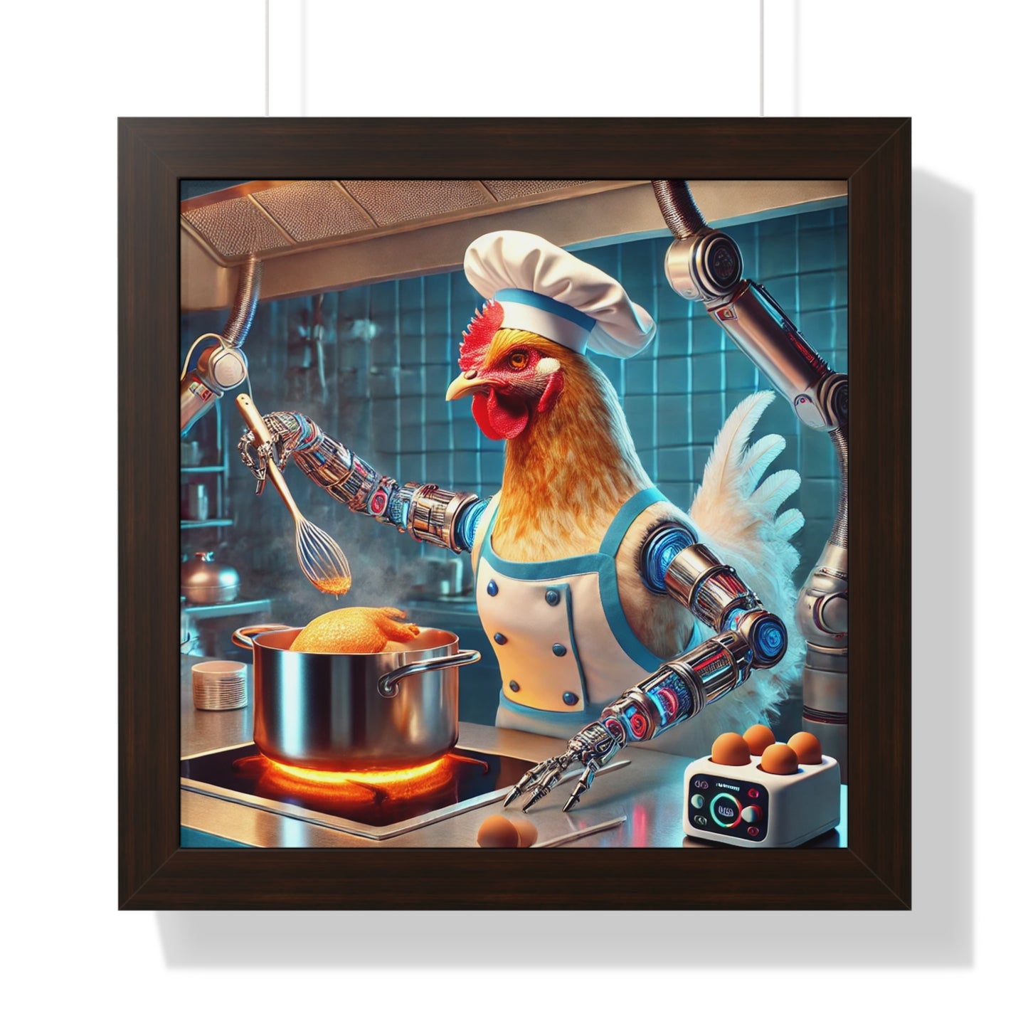 Whimsical Chicken Chef Poster, Culinary Decor