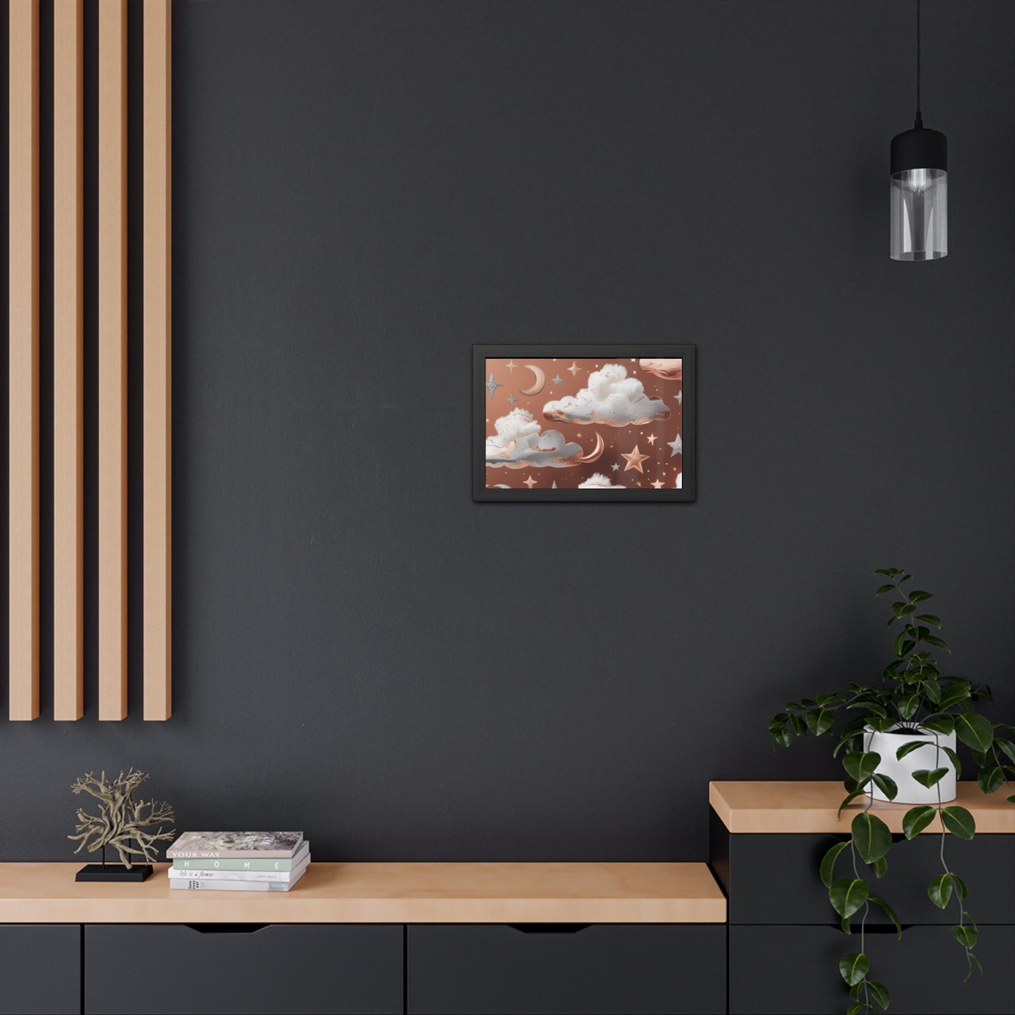 Cozy Celestial Framed Poster, Dreamy Nursery Artwor, Gift for Astronomers