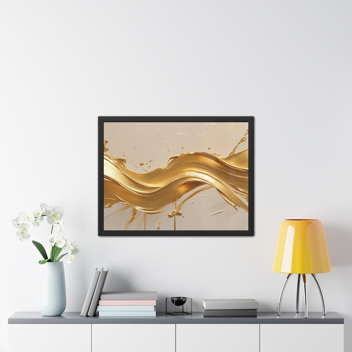 Elegant Gold Wave Framed Poster