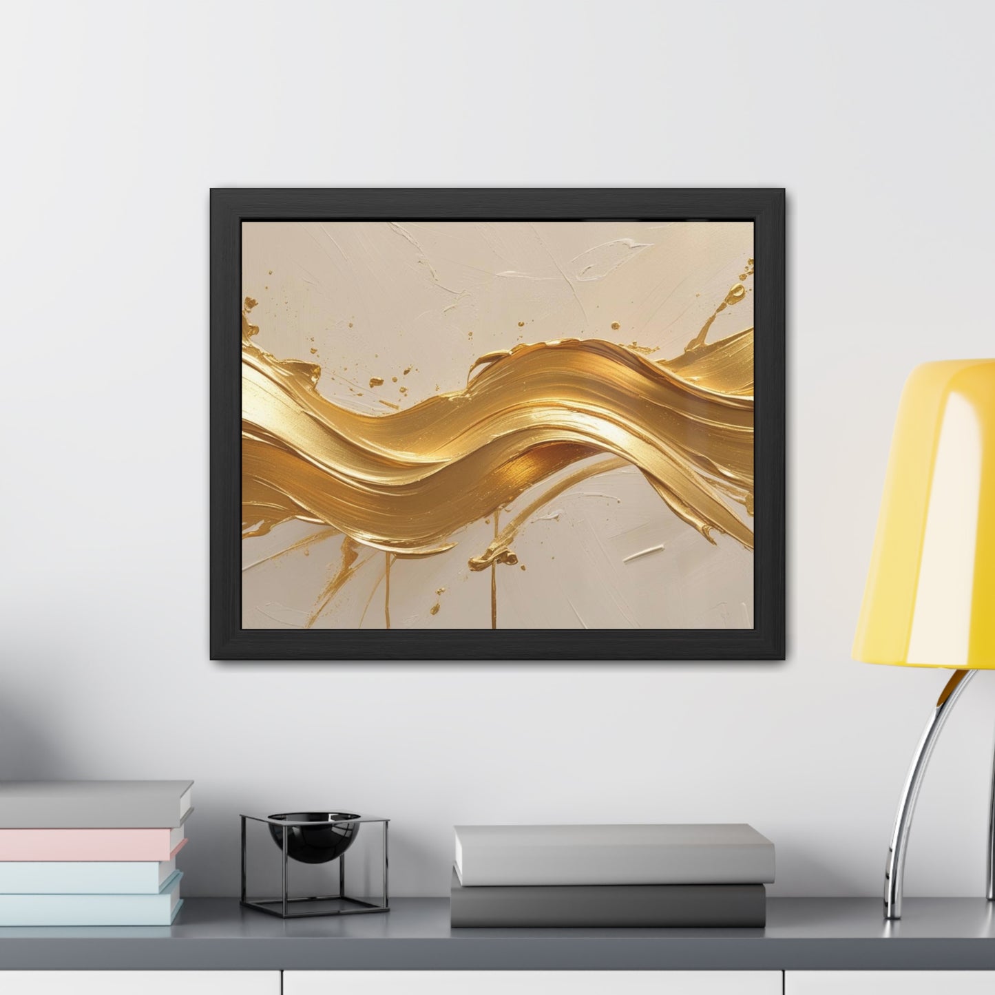 Elegant Gold Wave Framed Poster