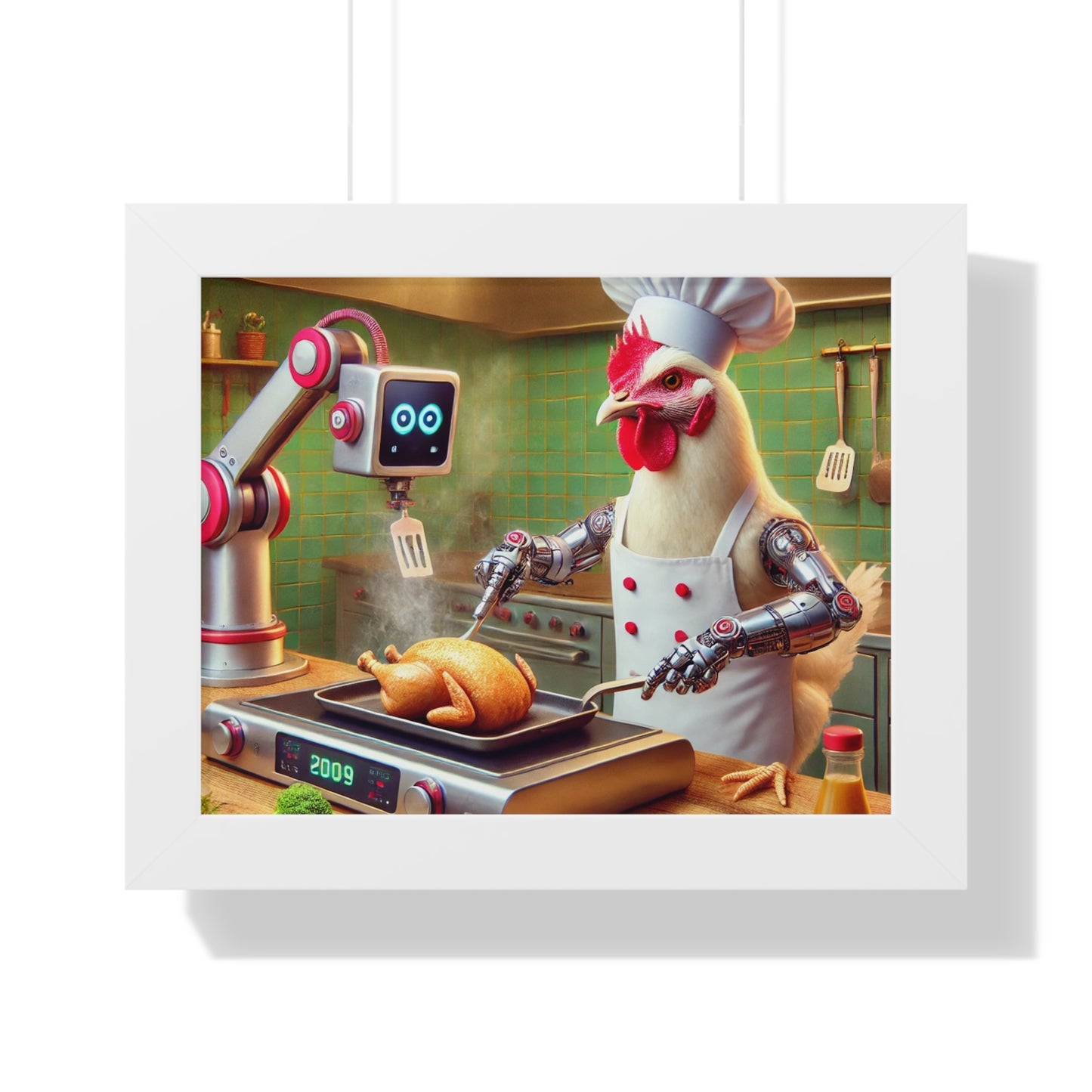 Funny Chicken Chef Framed Horizontal Poster