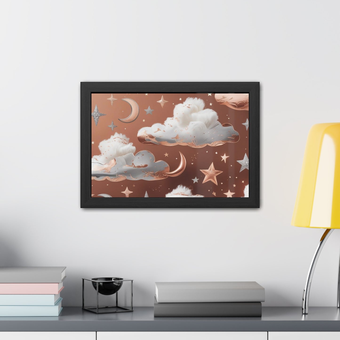 Cozy Celestial Framed Poster, Dreamy Nursery Artwor, Gift for Astronomers